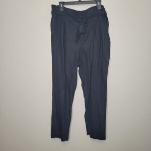 Loft black linen cotton blend coastal casual pants size large NWT